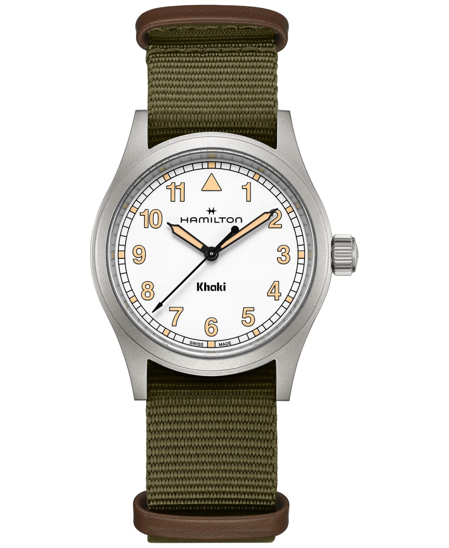 Мужские часы Hamilton Swiss Khaki Field Green Textile Strap Watch 38mm — фото 1