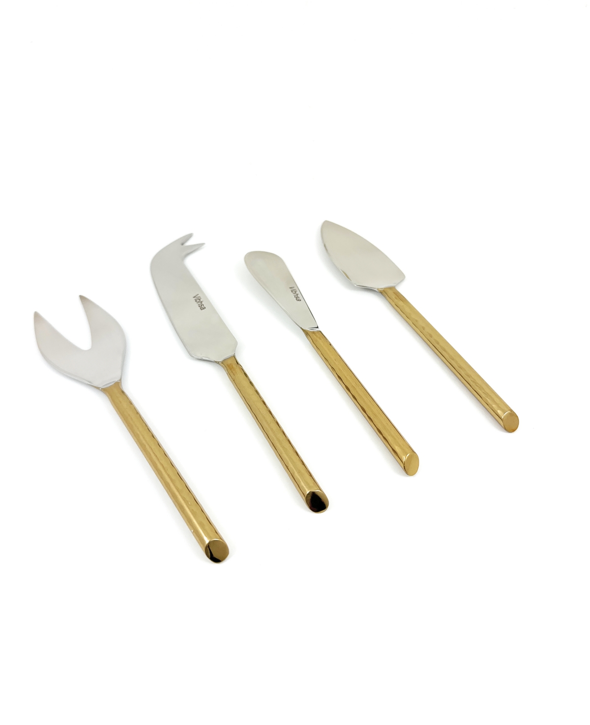 Vibhsa Hammered 4-pc. Cheese Knives Set, Serving For 4 In Golden