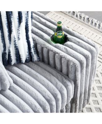 1 Pc. Upholstered Comfy Sleeper with Back & Toss Pillows, Bluetooth Speaker & Wireless Charger Loveseat with Ottoman