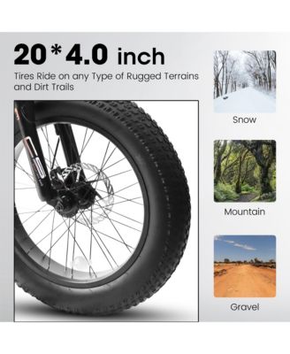 20 inch Fat Tire Bike Adult/Teen Full Shimano 7 Speed Mountain Bike, Dual Disc Brakes, High Carbon Steel Frame, Front Suspension, Mountain Dirt Bike, City Commuter City Bike, Fat Tire Bike