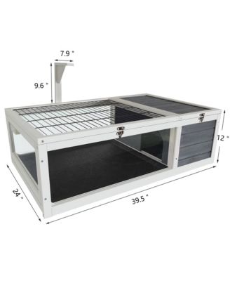 39.5" Wood Tortoise House Indoor Turtle Habitat Reptile Cage for Lizards, Geckos, with Removable Waterproof Tray, Light Support, Acrylic Window