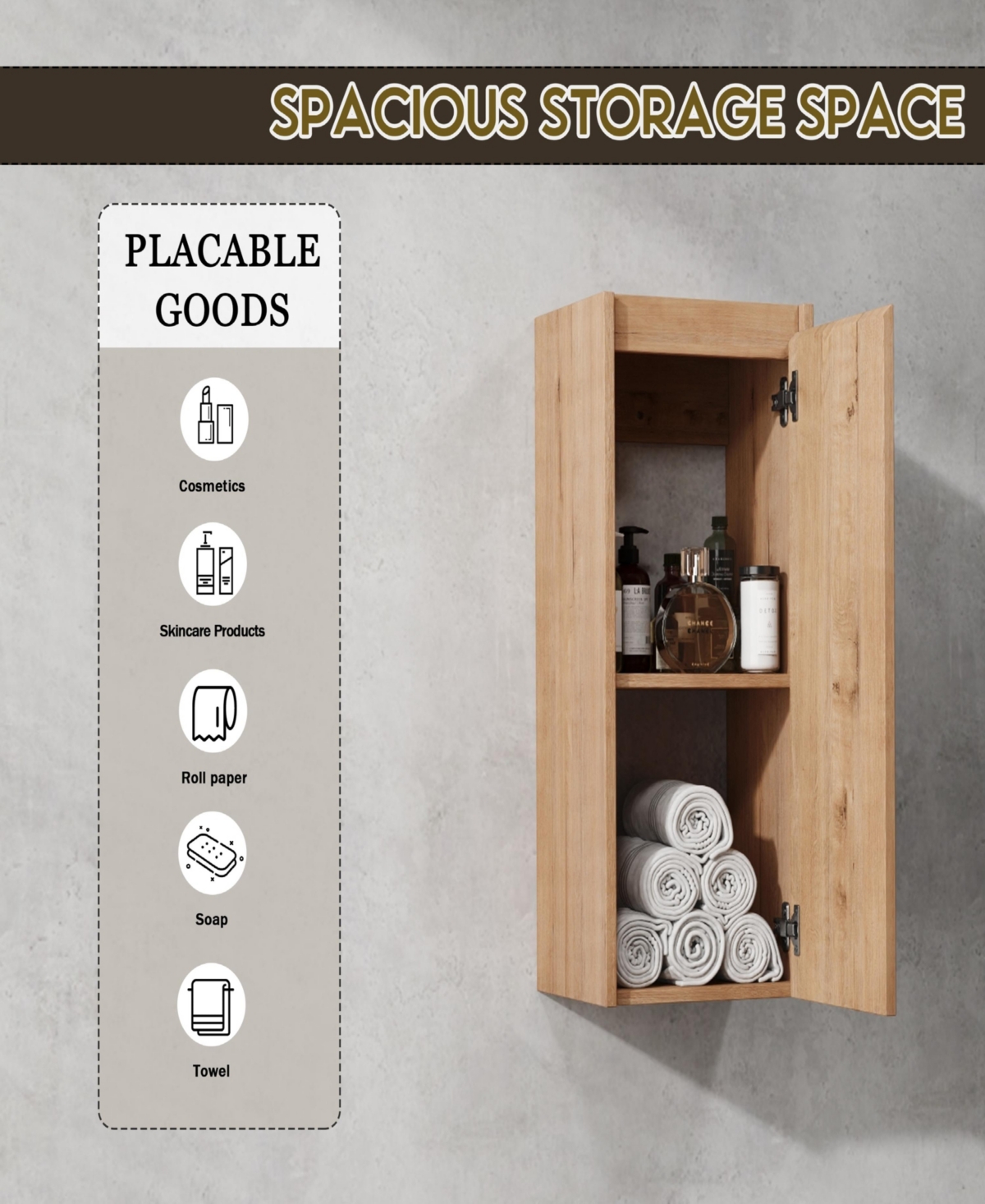 Streamdale Modern Floating Bathroom Side Cabinet with Soft-Close Doors