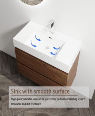 Streamdale Wall-Mount Vanity with Resin Sink and Drawers