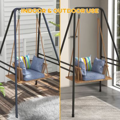 A-Shaped Hammock Chair Stand, Heavy Duty Swing Stand for Indoor & Outdoor Use, Max 330 lbs., Black