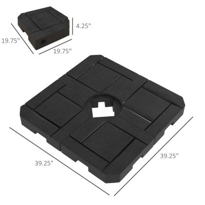 4 Piece Patio Cantilever Umbrella Base Weight Set, Fillable Outdoor Offset Umbrella Weights for Umbrella Stand, 175 lbs. Capacity Water or 230 lbs. Capacity Sand, Black