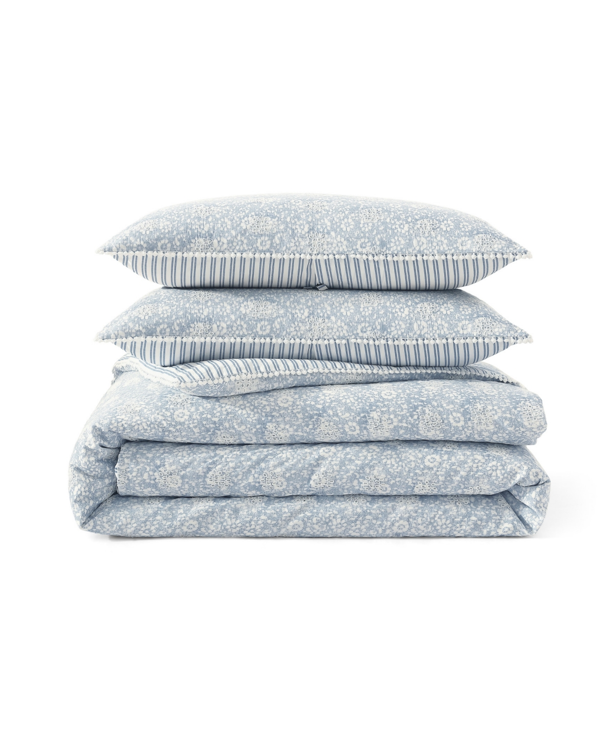 Peri Home Ikat Eyelet 3-pc. Comforter Set, King In Blue