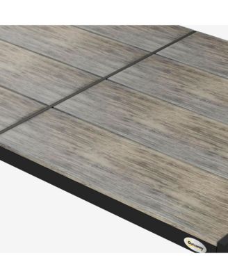 Outdoor Dining Table for 6 People, Aluminum Rectangular Patio Table with Faux Wood Tabletop for Backyard, Lawn, Balcony, Poolside, 55" x 35.5", Gray