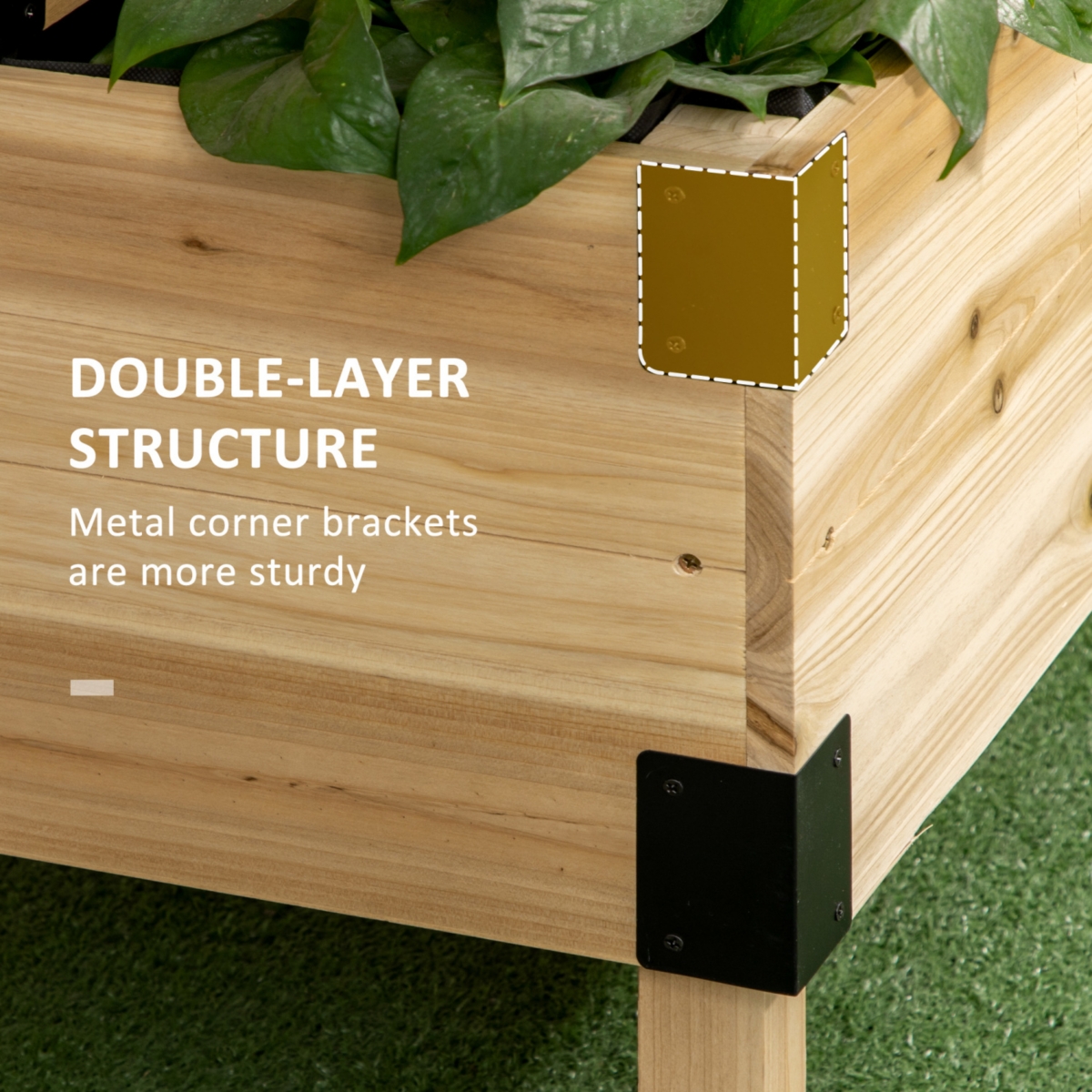 Streamdale Furniture Raised Garden Bed with Trellis, 2 Tier Wooden Elevated Planter Box with Legs and Metal Corners for Vegetables, Flowers, Herbs, Na