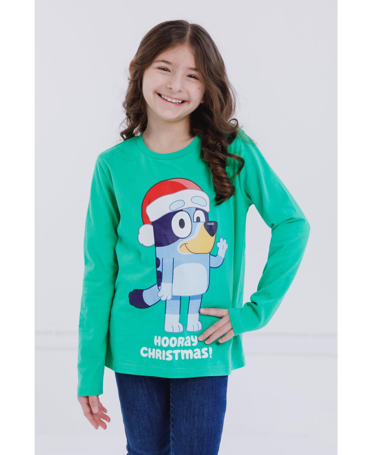 Футболка Bluey Christmas Matching Family Long Sleeve для девочек-малышей, цвет: Зелёный — фото 3