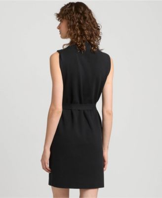 Women's Cotton Blend Short Sleeve Mock Neck Sweater Dress