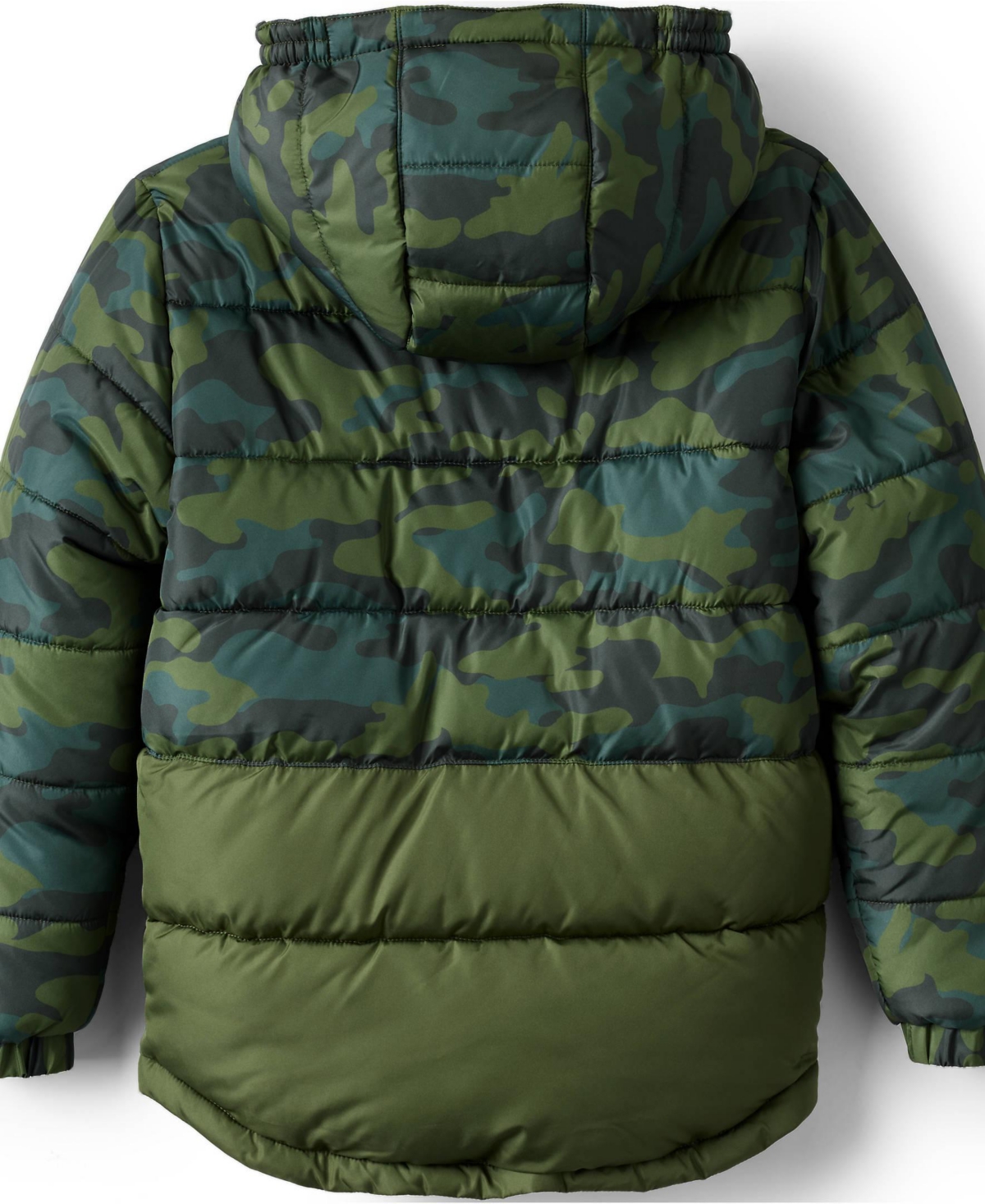 Lands' End Boys Reversible Fleece Puffer Hooded Jacket -lime