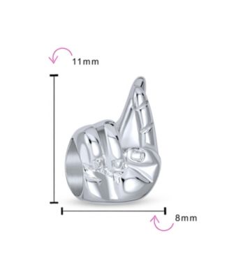 Symbol of Good Luck Fingers Crossed Charm Bead .925 Sterling Silver
