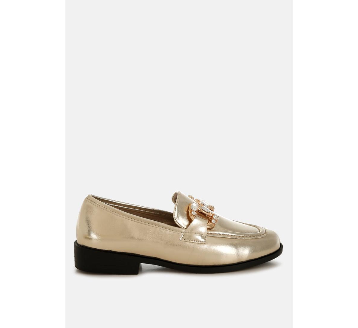 Dendron Diamante Horsebit Metallic Loafers - Silver