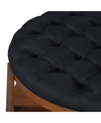 Modern Round Tufted Coffee Table Ottoman with Storage