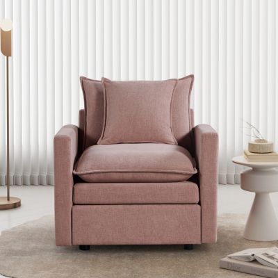 Chenille Fabric Comfy Deep Single Seat Sofa Upholstered Reading Armchair Living Room