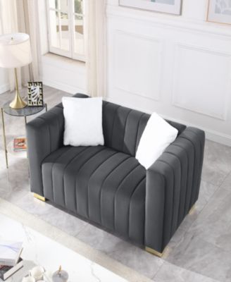 Grey Modern Chesterfield Loveseat