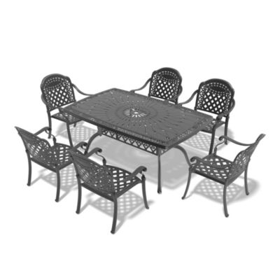 (Cushions In Random Colors)7-Piece Set Of Cast Aluminum Patio Furniture With Cushions