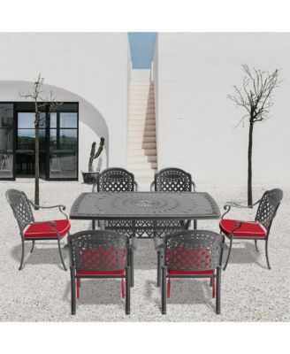 (Cushions In Random Colors)7-Piece Set Of Cast Aluminum Patio Furniture With Cushions