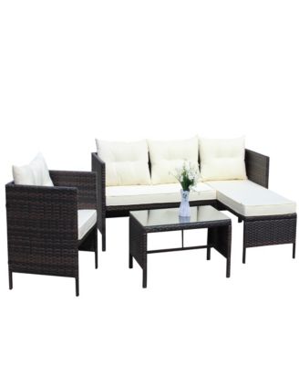 Streamdale 4-Piece Wicker Patio Conversation Set with Cushions