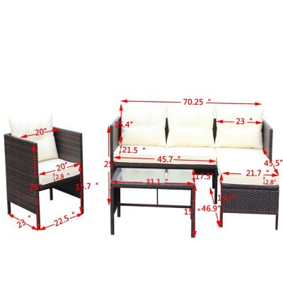 Streamdale 4-Piece Wicker Patio Conversation Set with Cushions