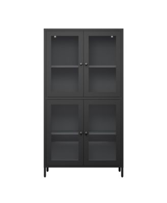 Black 4-Door Glass Display Cabinet