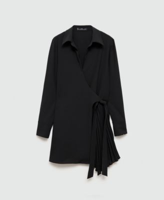 Women's Pleated Detail Crossed Dress