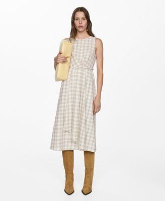mango check pattern midi dress Mango Women's Check-Print Midi-Dress