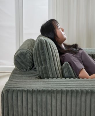 62.5-Inch Corduroy Sponge Sofa Lounge Chair, No Assembly Required, Fluffy Modern Sleeper Chair for Indoor Living Room Bedroom