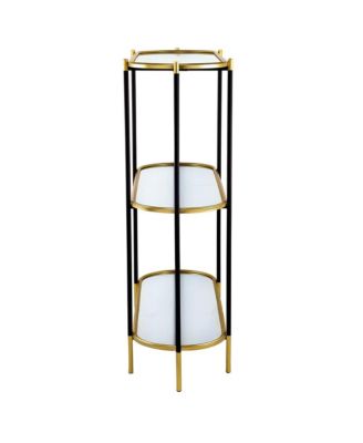 48.5x16.5x50" 3-Tier Metal Console Table, Black Gold Mirrored Shelf