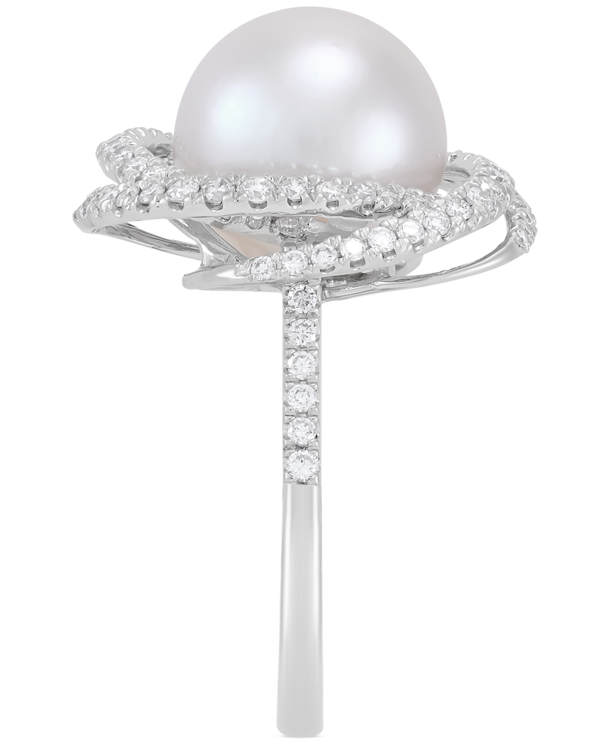 Grown With Love Cultured Ming Pearl (11mm) & Lab Grown Diamond (3/4 Ct. T.w.) Love Knot Ring In 14k White Gold In White
