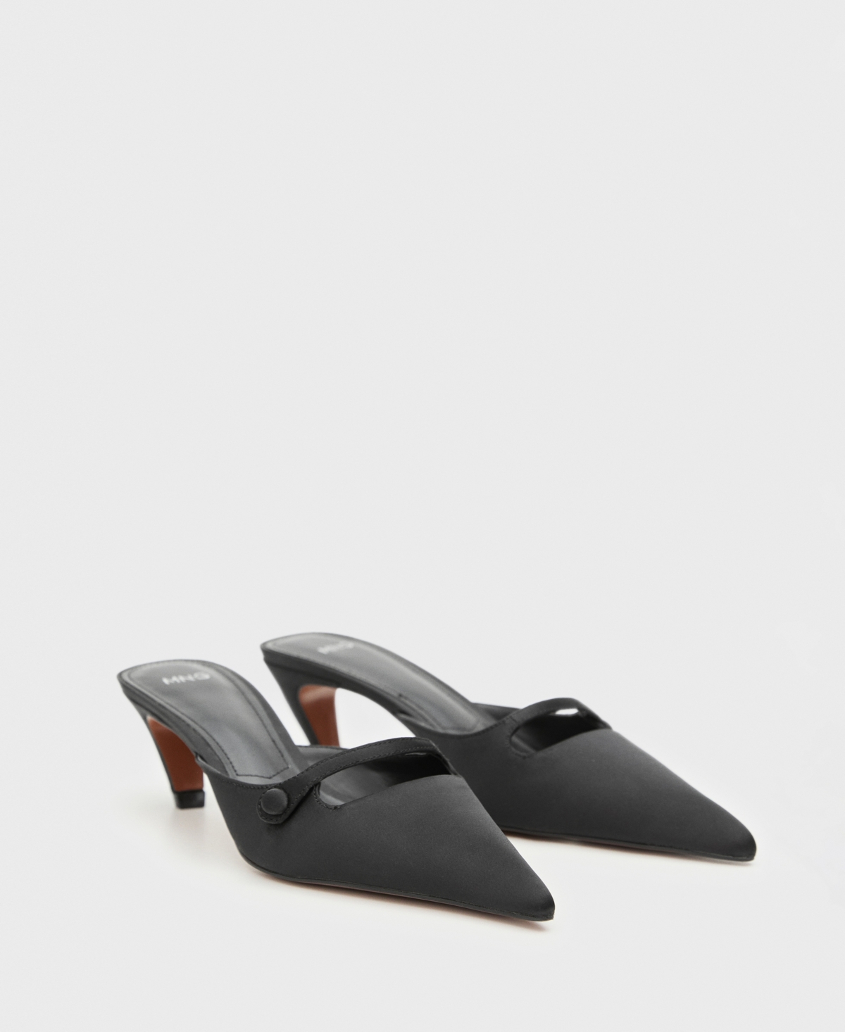 Mango Women's Satin Kitten Heel Shoes In Black