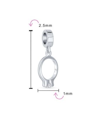 Ring Dangle Charm Bead Cubic Zirconia .925 Sterling Silver