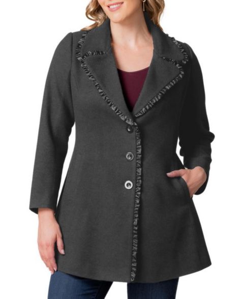 Женские куртки Kiyonna Plus Size Juliette Satin Trim Coat