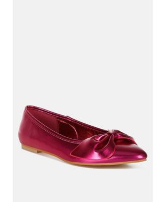 Womens Bromelia Metallic Pleather Bow Ballerinas