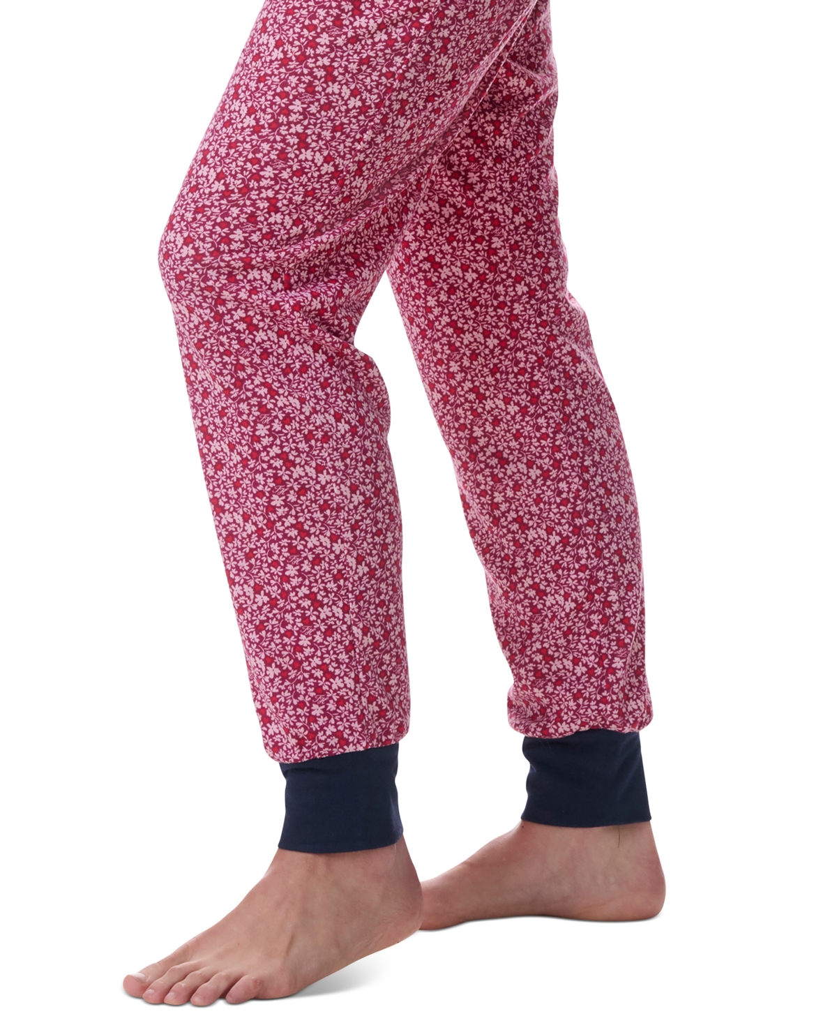 Tommy Hilfiger Women's Printed Short-sleeve Tee & Jogger Set In Floral Hearts Garnet
