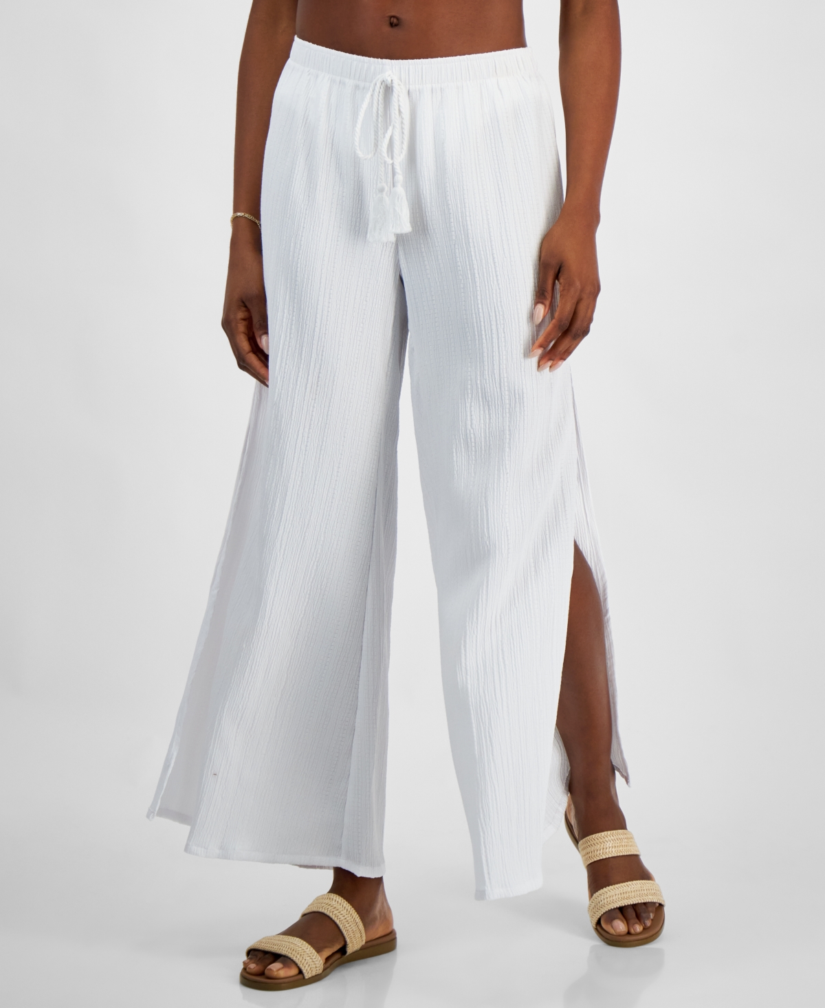 Women's Cancun Wide-Leg Swim Cover-Up Pants - White