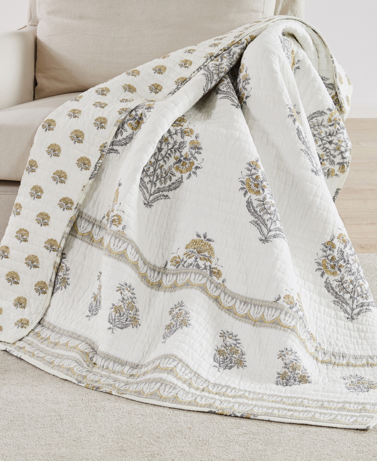 Levtex Kamira Reversible Quilted Throw, 50" X 60" In Yellow
