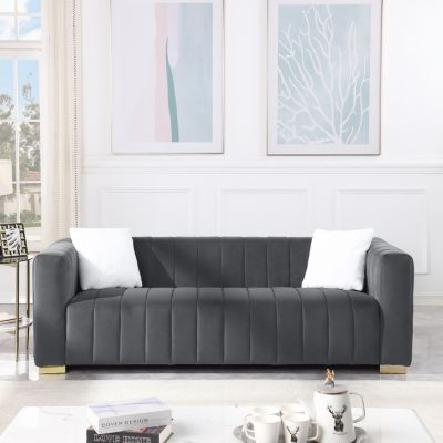  Modern Chesterfield Sofa, 3-Seater in Grey