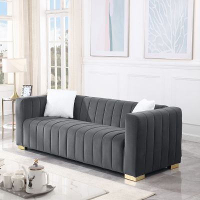  Modern Chesterfield Sofa, 3-Seater in Grey