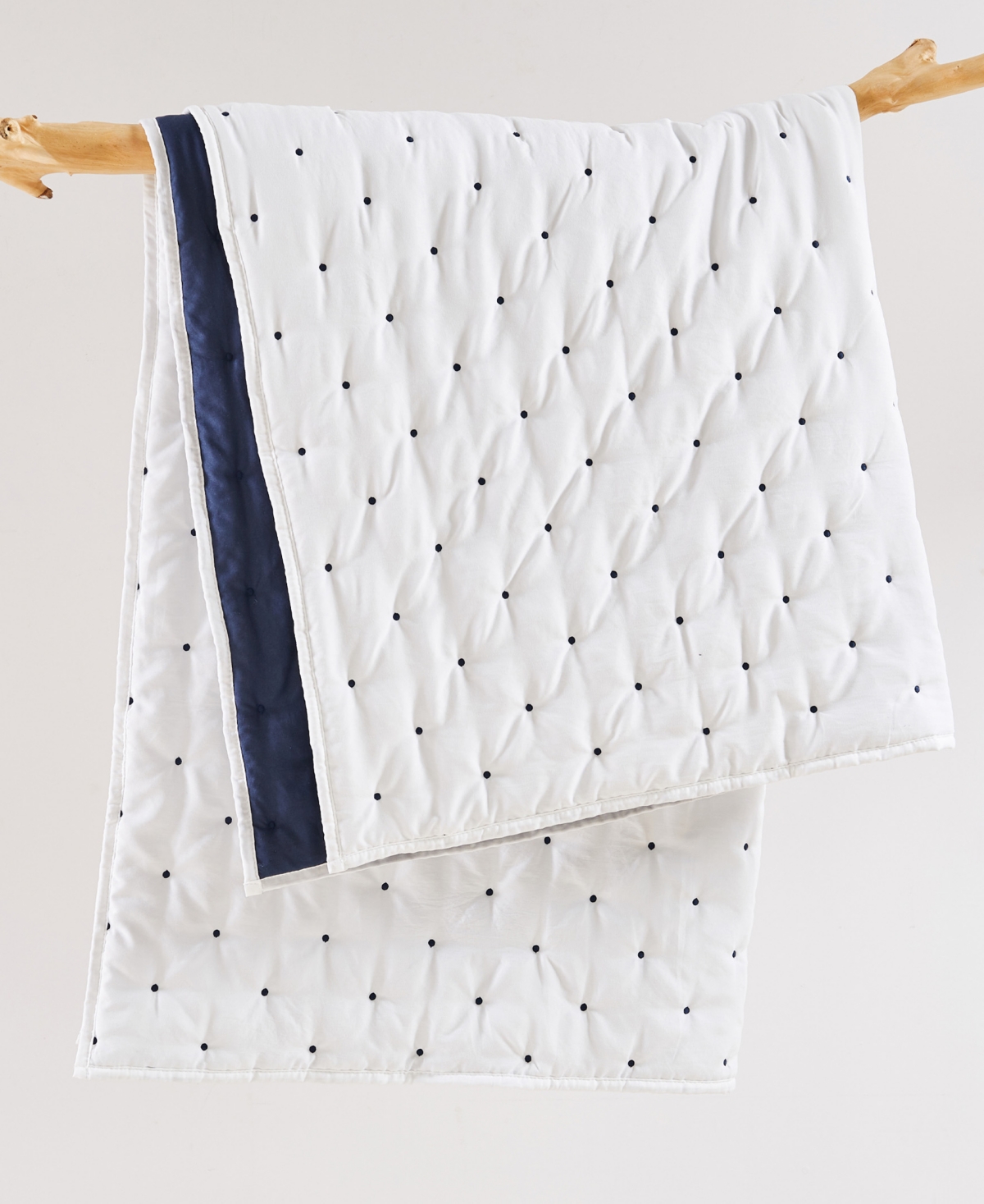 Levtex Embroidered Swiss Dot Quilted Throw, 50" X 60" In Navy