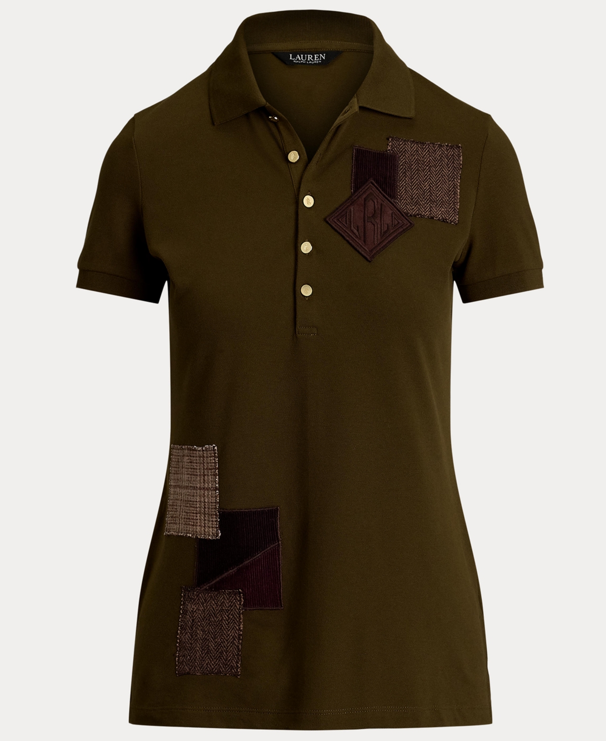 Lauren Ralph Lauren Women's Patchwork Pique Polo Shirt, Regular & Petite