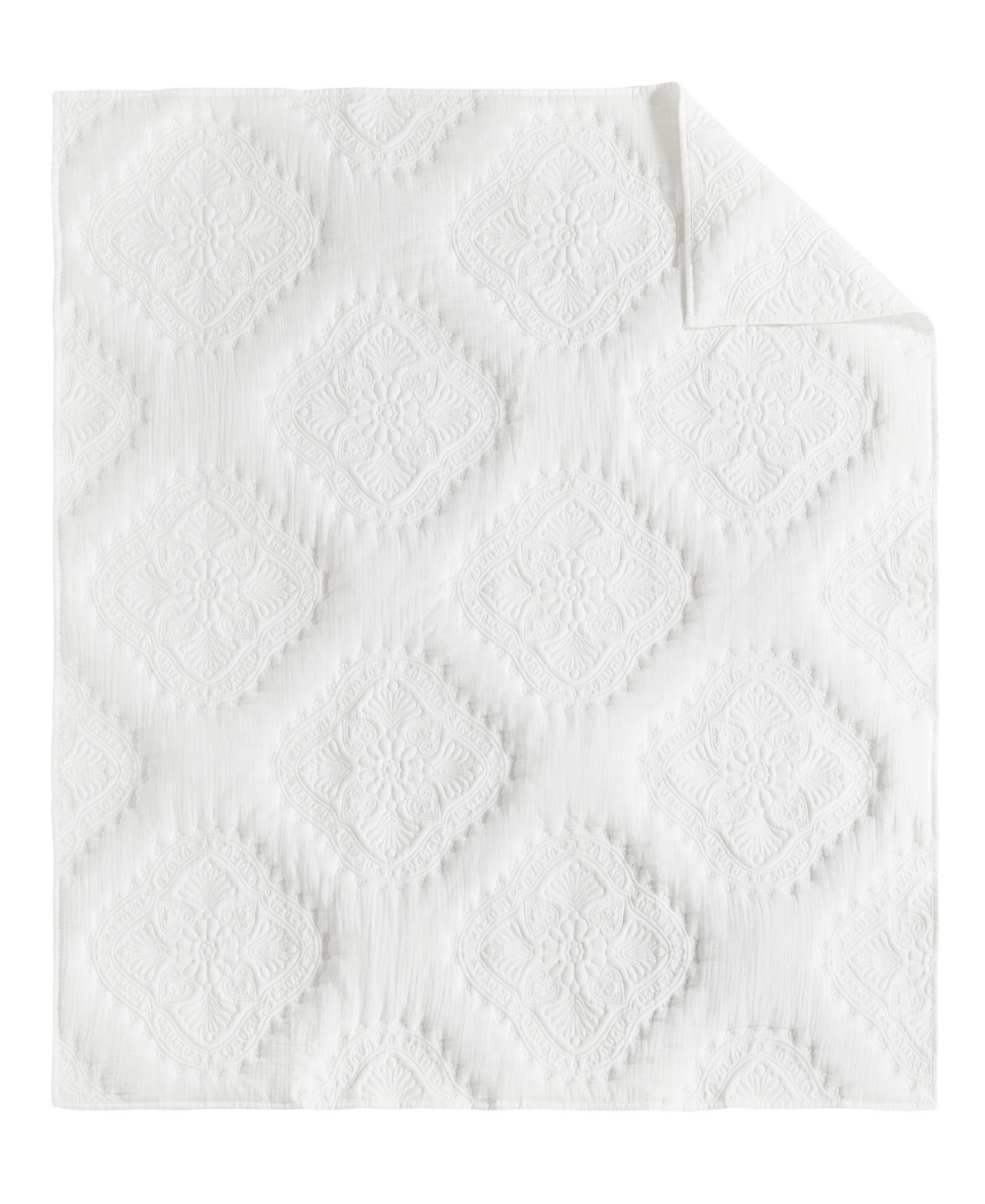 Levtex Muslin Stitch Stitching Quilted Throw, 50" X 60" In White
