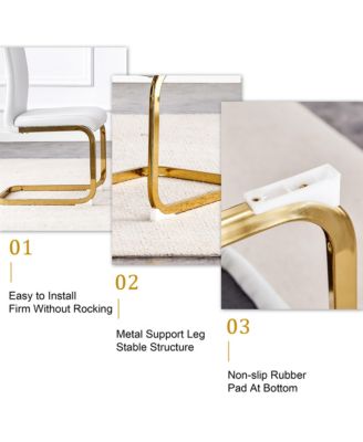 Simplie Fun Table and chair set, rock plate table top, gold metal table legs, stable and beautiful, suitable for most home styles. Modern simple dining table, comfortable seating