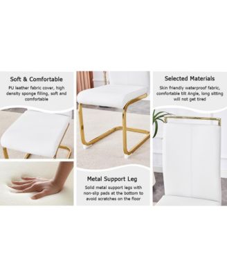Simplie Fun Table and chair set, rock plate table top, gold metal table legs, stable and beautiful, suitable for most home styles. Modern simple dining table, comfortable seating