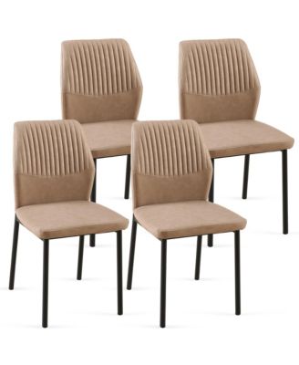 Modern PU Leather Dining Chairs with Metal Legs (4-Pack)