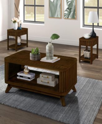 3-Piece Rectangular Coffee Table Set with Walnut Finish