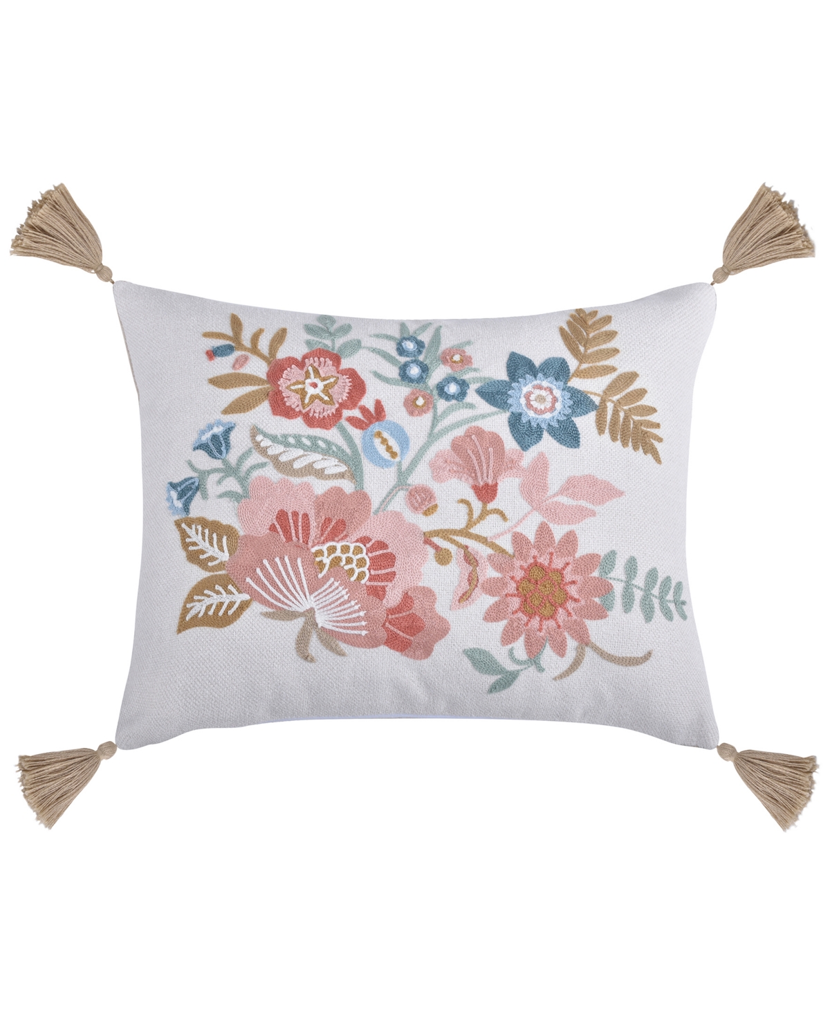 Levtex Lottie Embroidered Decorative Pillow, 14" X 18" In Multic Color