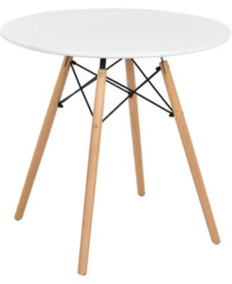 31.5" Round Dining Table Kitchen Table White Dining Table with White MDF desktop and Solid wood legs .Modern Style Coffee Table Leisure Dining Room Round Table for Kitchen Living Room