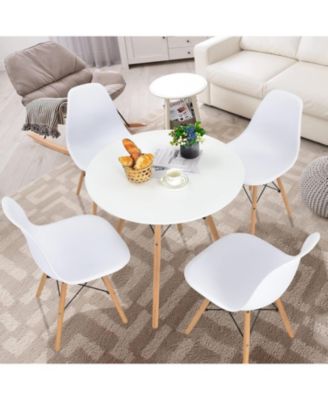 31.5" Round Dining Table Kitchen Table White Dining Table with White MDF desktop and Solid wood legs .Modern Style Coffee Table Leisure Dining Room Round Table for Kitchen Living Room