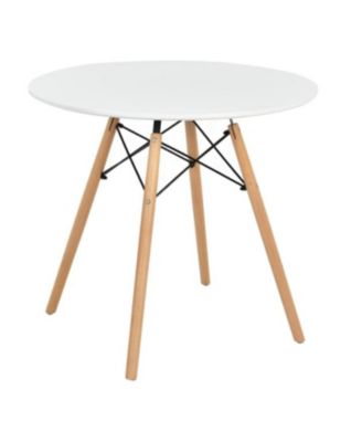 31.5" Round Dining Table Kitchen Table White Dining Table with White MDF desktop and Solid wood legs .Modern Style Coffee Table Leisure Dining Room Round Table for Kitchen Living Room